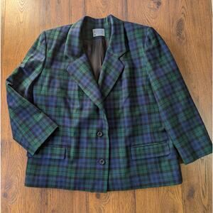 Pendleton Black Watch Tartan Plaid Wool Blazer